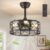 16in Caged Ceiling Fans with Lights and Remote, Black Fandelier Ceiling Fan with 6 Speeds and Timing, Farmhouse Samll Fan Lights Ceiling Fixtures…