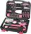 Apollo Tools 135 Piece Household Pink Hand Tools Set with Pivoting Dual-Angle 3.6 V Lithium-Ion Cordless Screwdriver – DT0773N1