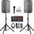 EXOTON S-1202 12inch 2000W Bluetooth PA System with Powered Mixer Set, Passive Speakers with 6 Channel Mixer/Stands/Mic/Effect Controller/ 48V…