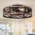 Farmhouse Flush Mount Caged Ceiling Fans with Lights, 6 Speeds, Rustic Low Profile Ceiling Fan with Light and Remote, Small Bladeless Ceiling Fans…