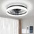 Flush Mount Black Ceiling Fans with Lights and Remote Low Profile Smart 20 Inch Led Lights for Bedroom Kids Room and Living Room