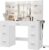 Furmax Vanity Desk with Mirror, LED Lights and Power Outlet Makeup Vanity Table with 7 Drawers and 6 Storage Shelves Dressing Table for Bedroom…