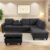 L Shaped Sectional Couches, Modular Sectional Sofa with Ottoman Storage, Nail-Head Design Lounge Sofa with Reversible Cup Holder for Living Room,…