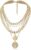 MJartoria Gold Layered Necklaces for Women Trendy Retro Coin Pendant Necklace Dainty Chunky Chain Choker Necklaces for Jewelry Birthday Gifts