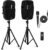 Pyle Powered PA Speaker System Active & Passive Bluetooth Loudspeakers Kit with 8 Inch Speakers, Wired Microphone, MP3/USB/SD/AUX Readers, Speaker…