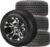 RM Cart 10″ Warlock Black/Machined on 205/50-10 Deli Low Pro Tire (Set of 4), Golf Cart Tires and Wheels Combo, Durable and Fits Standard Lug Nuts,…