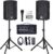 S-1202 12inch 2000W Bluetooth PA System with Powered Mixer Set, Passive Speakers with 6 Channel Mixer/Stands/Mic/Effect Controller/ 48V Phantom…