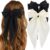 Silky Satin Hair Bows 2Pcs Big Hair Bows for Women Hair Ribbons Oversized Long Tail White Hair Bow Black Hair Bow Large Hair Ribbon Barrettes Metal…