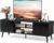 Sweetcrispy TV Stand for 55 60 inch TV, Modern Mid Century Entertainment Center with Storage, Media Console Table 2 Cabinet, Soft Hinge, Handle…