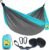 SZHLUX Camping Hammock Double & Single Portable Hammocks with 2 Tree Straps and Attached Carry Bag,Great for Outdoor,Indoor,Beach,Camping,Light…