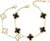 Unique 18K Gold Four Leaf Clover Bracelet for Women White Black Lucky Link Clover Bracelets Set, Trendy Bracelets Set Jewelry Gifts for Women