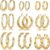 Yesteel 9 Pairs Gold Hoop Earrings for Women, 14K Real Gold Plated Chunky Hoop Earrings Set for Women Hypoallergenic Thick Lightweight Hoop…