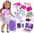 ZNTWEI American 18 Inch Doll Travel Suitcase Play Set with 18 Inch Doll Clothes and Accessories Including Sunglasses Camera Computer Phone Ipad…